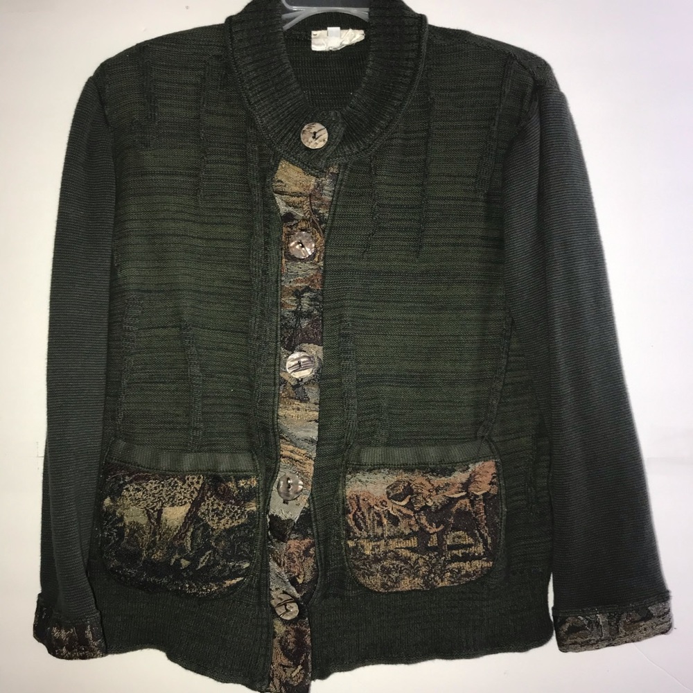 Jessica. Knits cardigan size small green